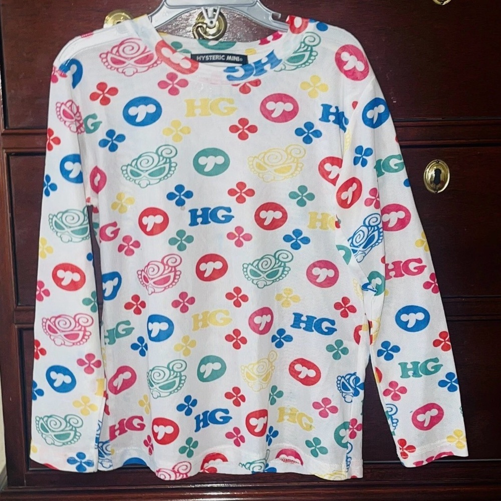 Lot Of 2 Hysteric Mini Comic Logo LS Sheer Stretchy Shirts sz 120 (5/6) NEW - Picture 3 of 4